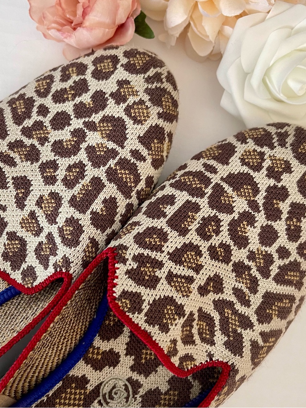 Rothy’s The Loafer Mocha Spot Leopard Print Knit Flats Shoes Women's Size 11.5
